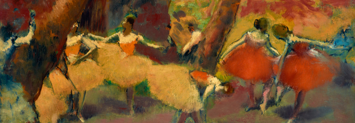 Detail of ballet dancers getting ready for performance.