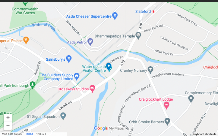 Detail from Google Maps, showing Water of Leith Visitor Centre.