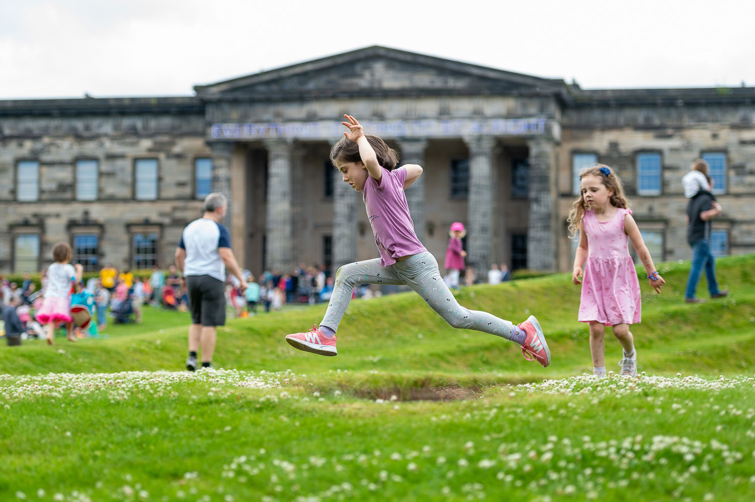 Budding artists run around grounds of the Scottish National Gallery of Modern Art.