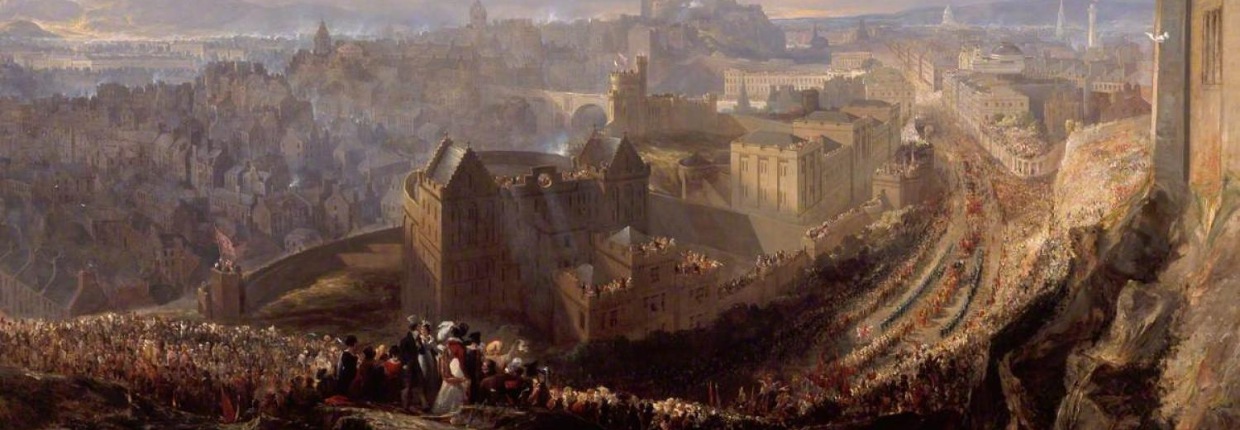 Panoramic view of George IV's entry into Edinburgh on the mound.