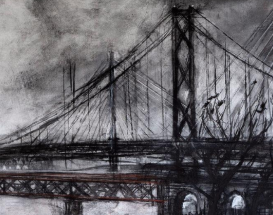 Detail from Kate Downie work of Forth Bridge.
